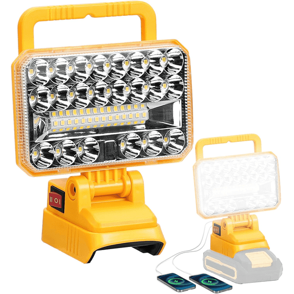 2000LM Cordless LED Work Light for DeWalt 20V Battery, Portable Handheld Flashlights Tool with USB Port and 2 Brightness Modes for Camping, Fishing, Job Site, Indoor & Outdoor Use