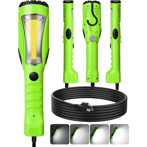 2000LM LED Work Light, 15ft Underhood Work Light, Dimmable COB LED Trouble Light with Cord 16 Gauge SJTW, , Swivel Hook for Mechanic, Garage, Workshop, Repair, ETL Listed