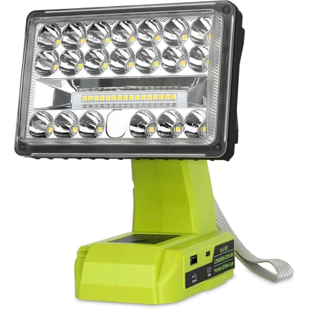 2000LM LED Work Light for Ryobi Flashlight Spotlight Flood Light Job Site Lamp