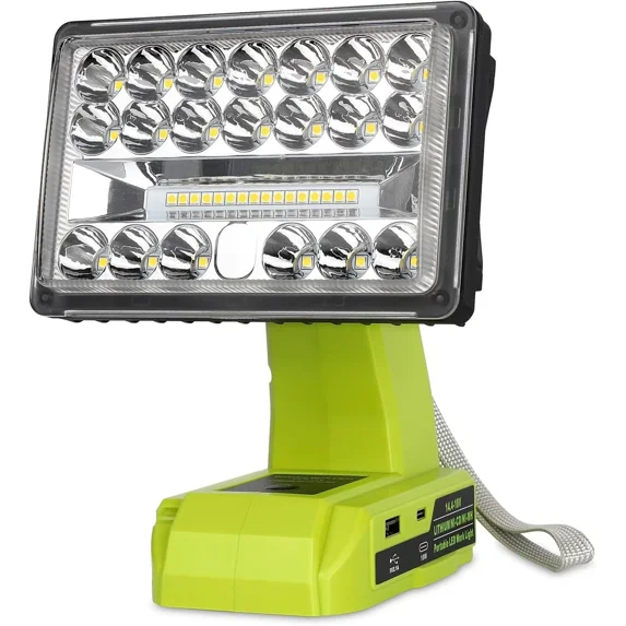 2000LM LED Work Light for Ryobi Flashlight Spotlight Flood Light Job Site Lamp