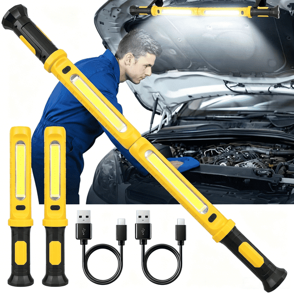 MQAAUP Work Light for Mechanic, 2000LM COB LED, Rechargeable, Magnetic Light Bar, Under Hood Magnetic Work Light with Power Bank for Car Repair Inspection Garage Workshop Emergency Outdoor Use