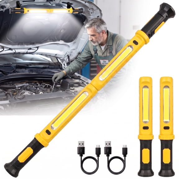 MQAAUP Work Light for Mechanic, 2000LM COB LED, Rechargeable, Magnetic Light Bar, Under Hood Magnetic Work Light with Power Bank for Car Repair Inspection Garage Workshop Emergency Outdoor Use