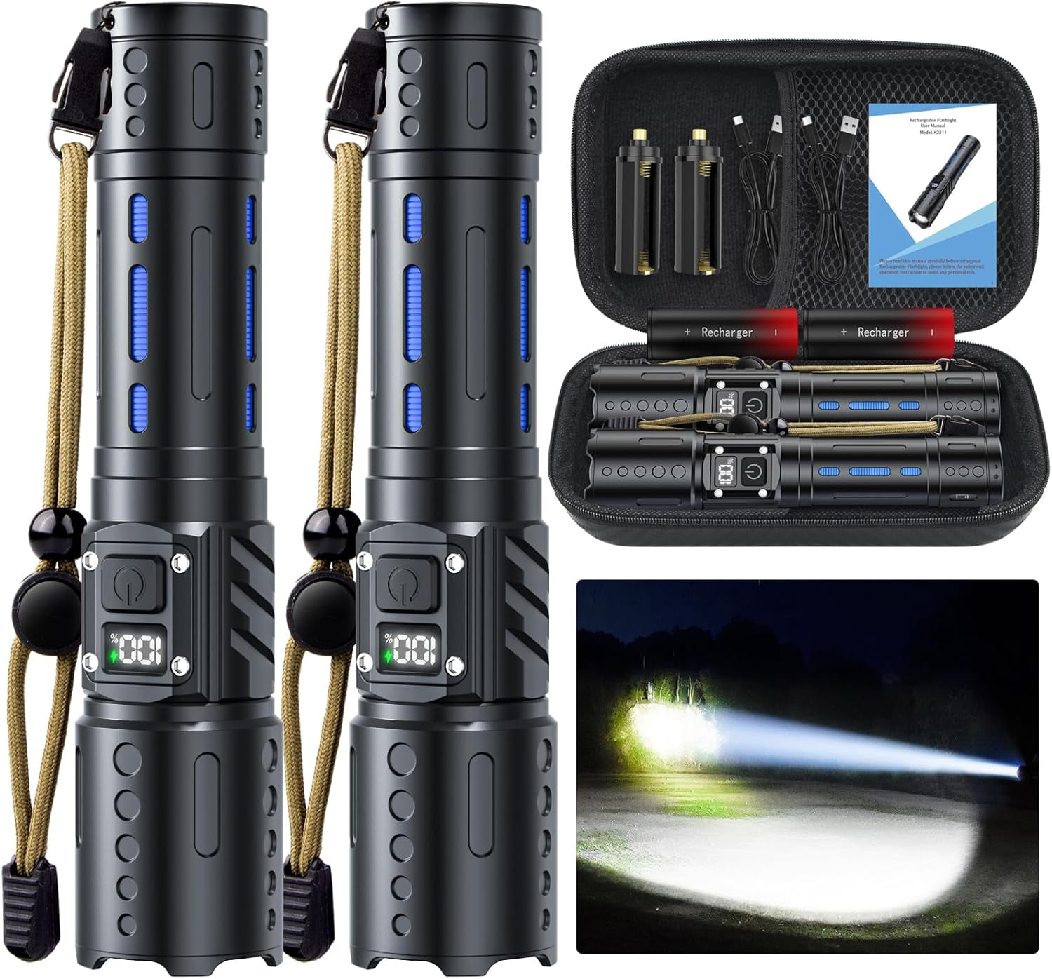 2 000 lumen rechargeable flashlight Nitecore P30i 2000 1093 Yard Long Throw multiple light modes Police Security Twin Power Flashlight