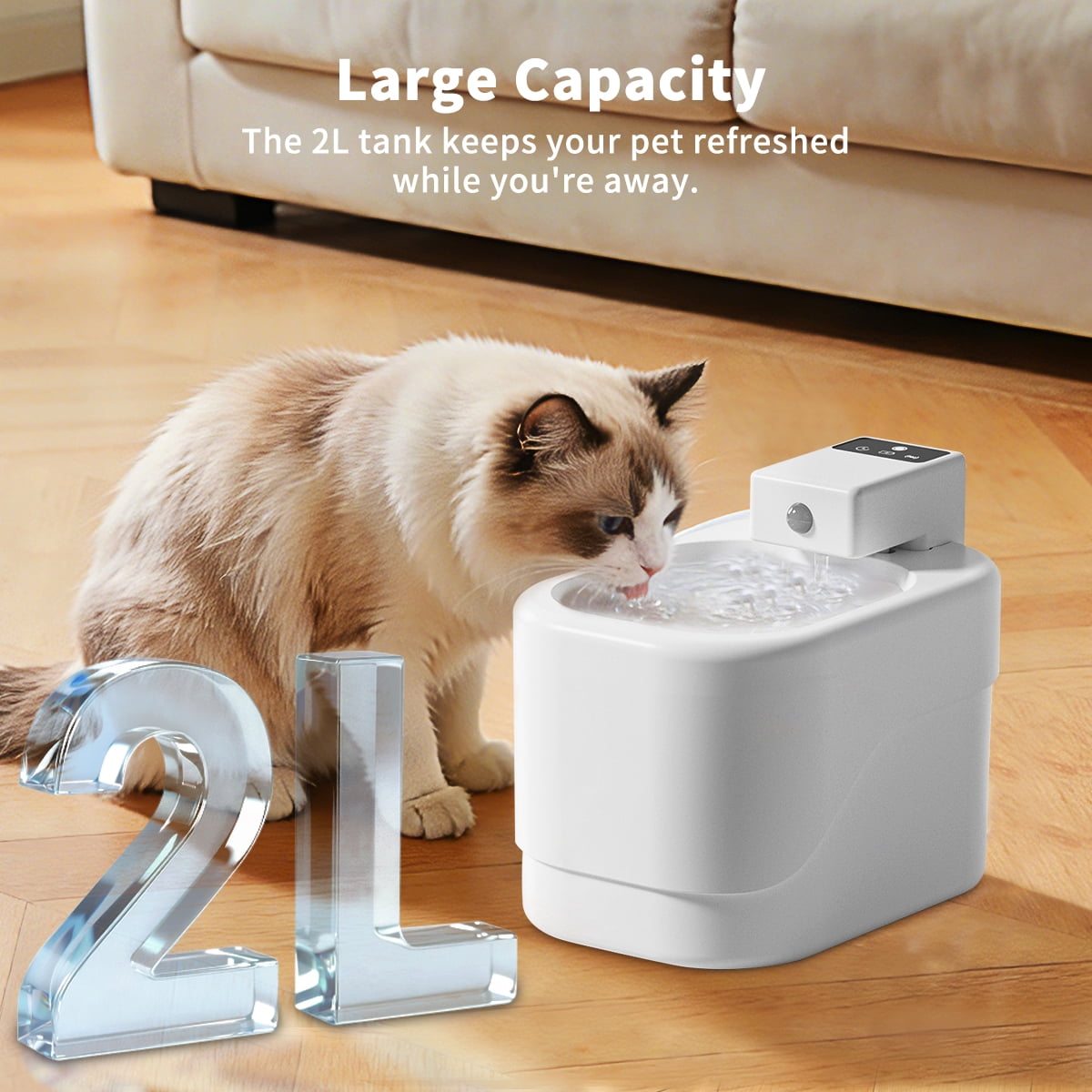 2000ML Intelligent Sensing Cat Water Fountain, Battery Operated Automatic Pet Water Dispenser with 3-Layer Filtration, Detachable Dishwasher-Safe Drinking Fountain for Indoor Cats
