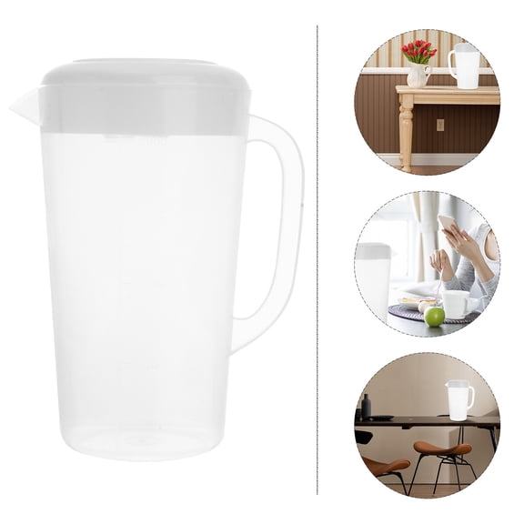 ULTNICE Juice Pot Beige Plastic with Lid Heat Resistant for Home Beverage and Party Use