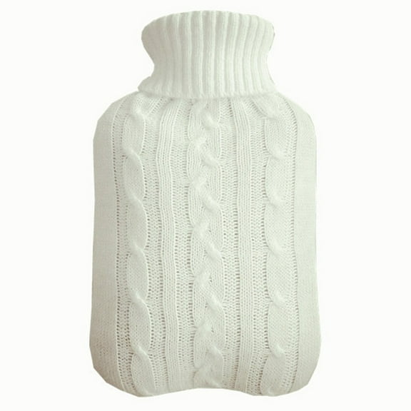 2000Ml Large Capacity Hot Water Bottle Knitted Cover Solid Color Water-Filled Bag Cloth Cover Hand Warmer Winter Soft Hot Water