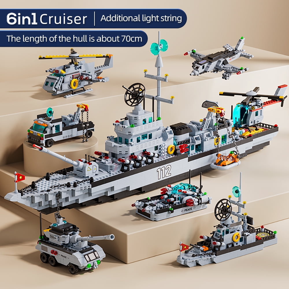 FULHOLPE Missouri Memorial Battleship Building Blocks Set - 2228 Piece MOC Military Warship Model Kit