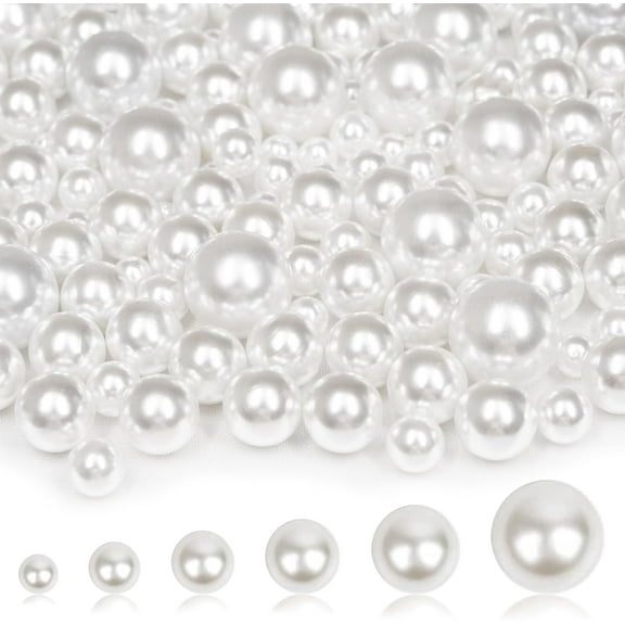 2000PCS Pearls for Crafting, White No Hole Beads for Centerpieces Vases, Assorted Sizes Bulk Fake Pearls Beads for Vase Filler, Candles Centerpiece, DIY Crafts, Jewelry Making (4/6/8/10/14/20mm)