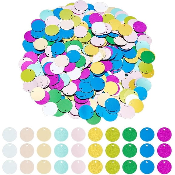2000Pcs 10 Colors 0.8 Inch Round Sequins Plastic Round Paillettes with 1.4mm Hole Colorful Sequins Glitter Paillettes Loose Sequins for DIY Jewelry Making DIY Scrapbooking Sewing Crafts