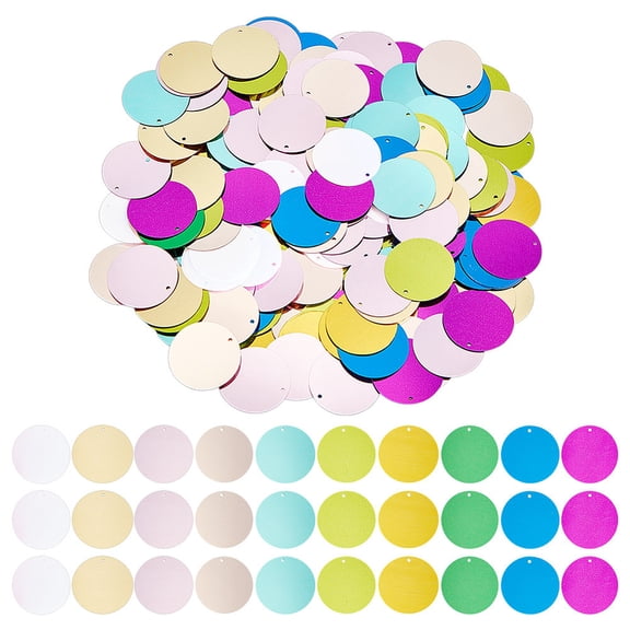 2000Pcs 10 Colors Round Sequins 1.1 Inch Plastic Round Paillettes with 1.5mm Hole Colorful Sequins Glitter Paillettes Loose Sequin for Jewelry Making