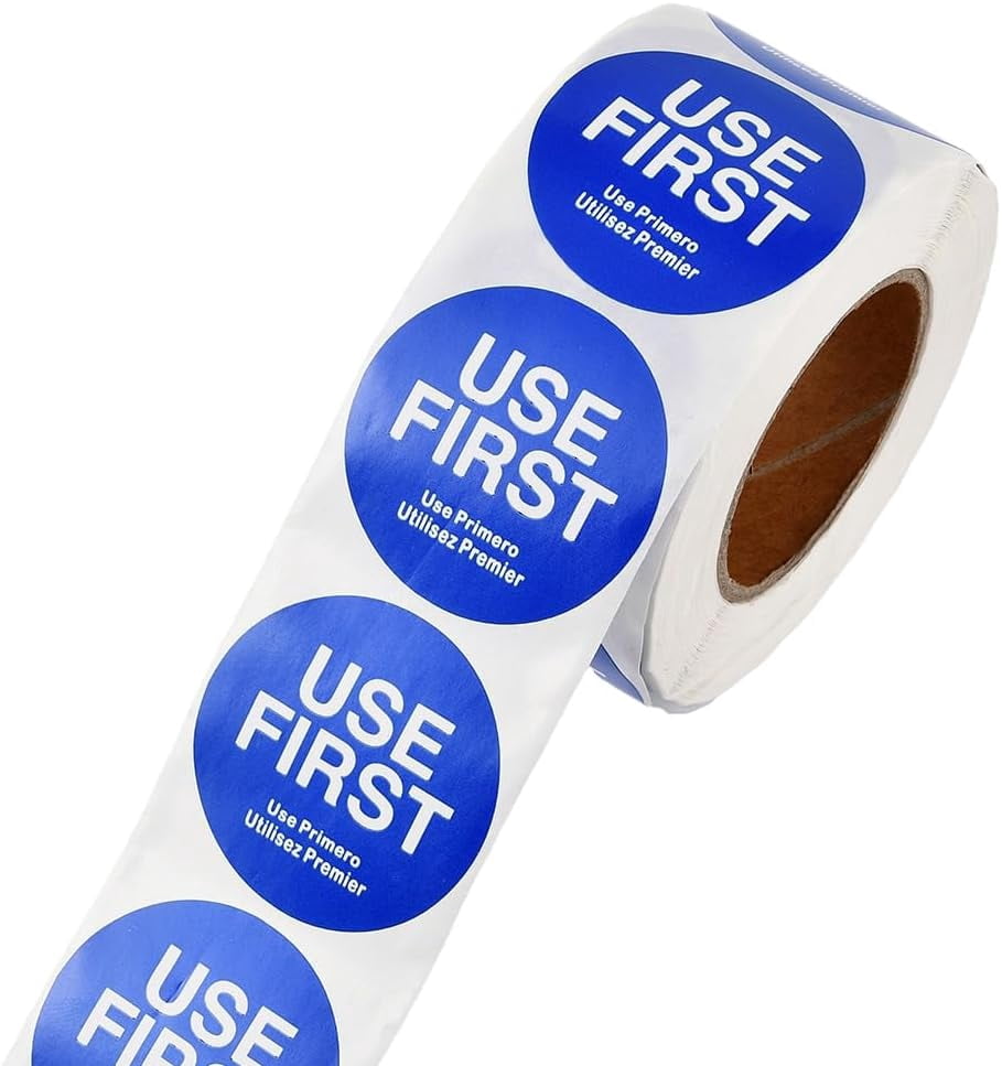 Used First Sticker Label 2000Pcs 4 Rolls Use First Sticker Blue 1.5 Inch Dot Stickers Inventory ...