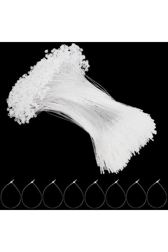 2000Pcs 7 Inch Snap Lock Pin Security Plastic Tags Fastener Hang Tag Price Clear Ring Loops Transparent Adjustable Safety Tags Ties for Retail Store Clothing Price Tag DIY Accessory Supply