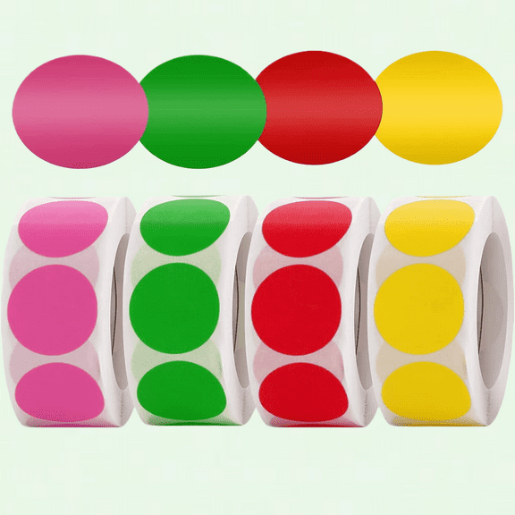 2000Pcs Coloured Dot Stickers, 1-Inch Round Sticky Dots Label, Color-Code Stickers, Assorted Colors (Red, Pink, Yellow, Green)