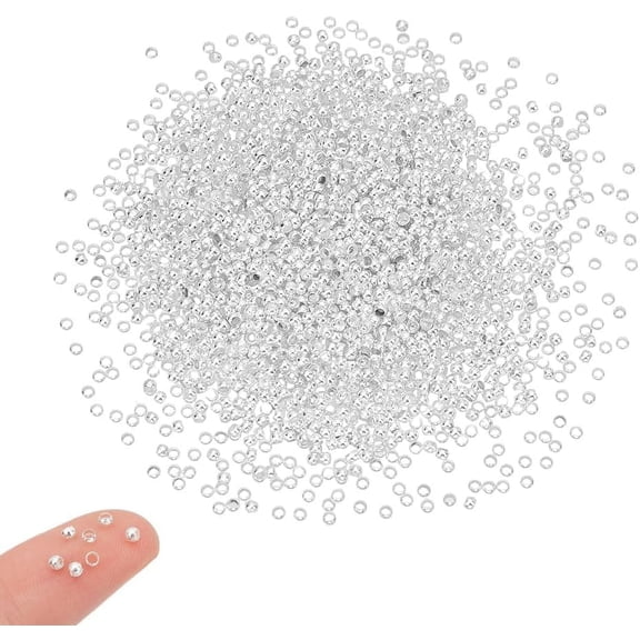 2000Pcs Crimp Beads 2mm Diameter Silver Spacer Bead Rondelle Metal Loose Stopper Beads Crimp End Beads for Earring Necklace Pendant DIY Jewelry Making SilverDIY