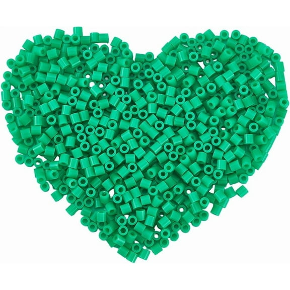 2000Pcs Green Melting Beads Perlers Beads Bulk 5 x 5mm Tube Small Mini Plastic Melty Fusion Compatible Hama Refill Craft Spacers Accessories for DIY Pegboards Creative Arts Gifts Craft diy