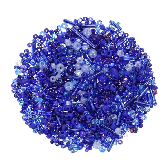 2000Pcs Mixed Glasss, 2-4 mm Mini Tube Bugle Loose Craftss with Hole, Bulk Spacer for Jewelry Making, Dark Blue