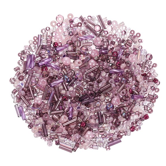 2000Pcs Mixed Glasss, 2-4 mm Mini Tube Bugle Loose Craftss with Hole, Bulk Spacer for Jewelry Making, Dark Red