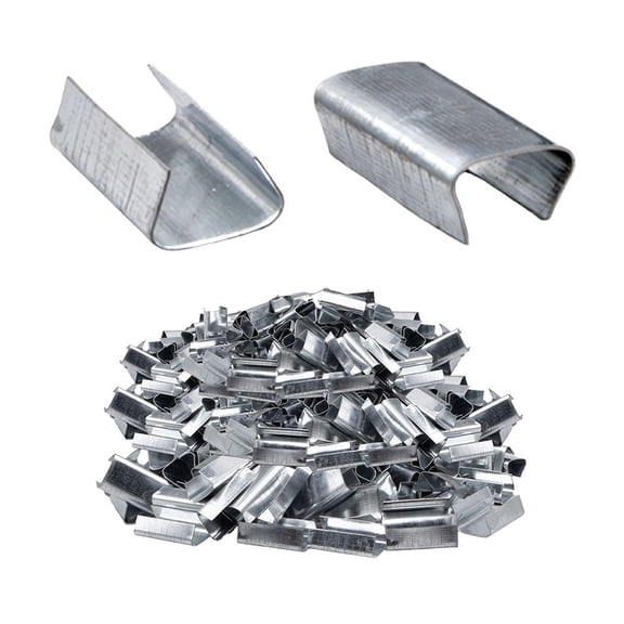 (2000Pcs) Open Snap-on Strapping Seal for 1/2" Width Steel Strapping I Superior Holding Power - Sturdy Metal Clips for Securing Heavy Packaging and Pallet Banding