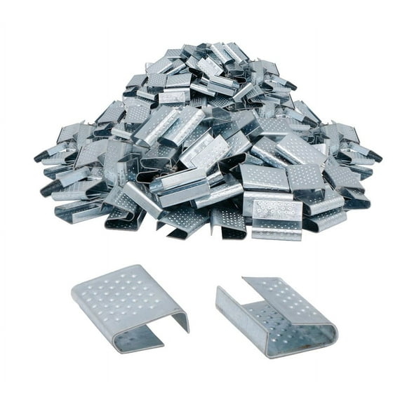 2000Pcs Packaging Strapping Open Serrated Seals 3/4" Strap Width Polyester (PET) Strapping, Pallet Banding Strapping Clips Heavy Duty Strapping Metal Buckle