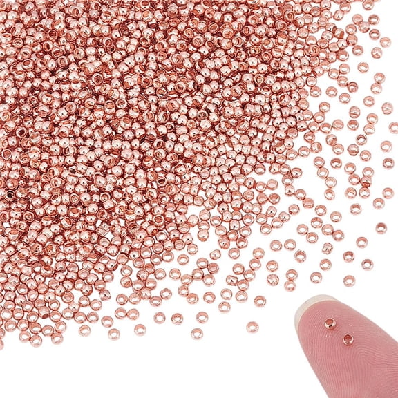 2000Pcs Round Crimp Beads Rondelle Spacer Beads Metal Bracelet Beads 2mm Tiny Crimp Beads Rose Gold Small Beads Loose Beads Smooth Beads