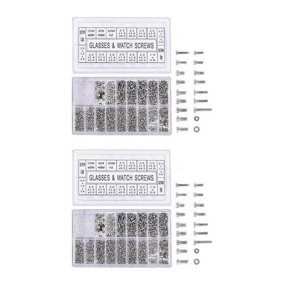 2000Pcs Stainless Steel Eyeglasses Watch Repair Screw Replacement Kit Set Tiny Screws Nut Assortment Repair Tool Kit Set,2 box of stainless steel screws tool,image Color