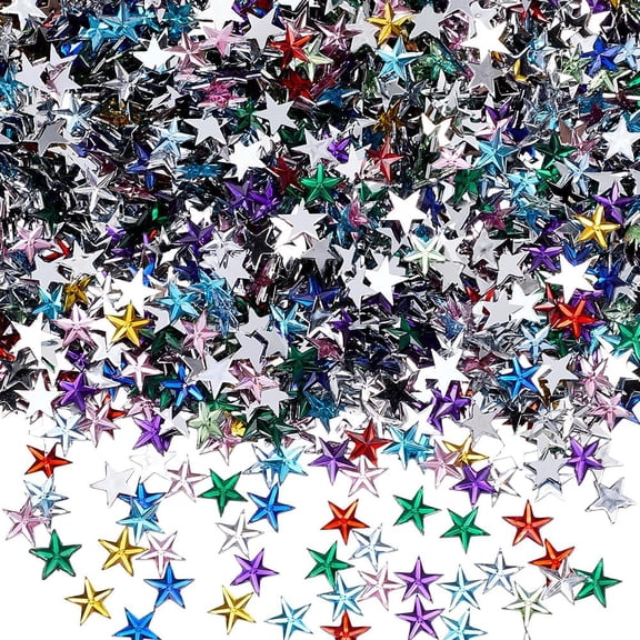 2000Pcs Star Rhinestone Embellishments Flatback Acrylic Stars 10 x 9.5mm Mixed Colors Five-Pointed Pentagram Cabochon