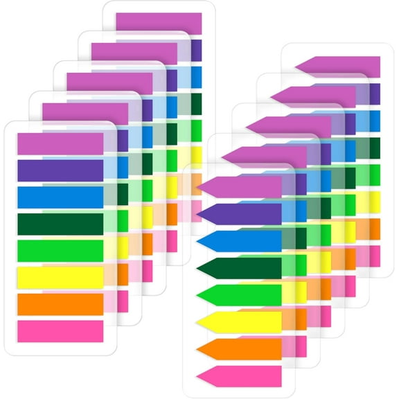 2000Pcs Transparent Sticky Notes and Tabs, Bright Fluorescent Page Markers, Translucent Sticky Flags for Notebooks, Books, Planners (8 Colors, 10 Sets)