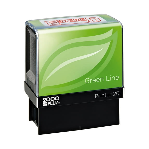 2000Plus® Green Line Message Stamp, ENTERED, Red Ink