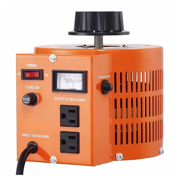 2000VA Variable Voltage Transformer - 110V to 0-130V AC Regulator - 15.3A Power Supply for Home & Industrial - with Fuses & Thermal Switch