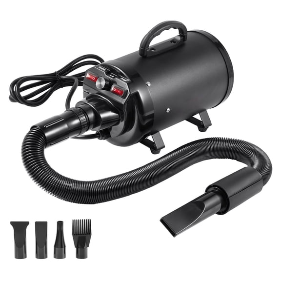 Dog Blow Dryer for Pet Grooming, 2000W 2.7HP Pet Hair Dryer with Adjustable Speed and Temperature, 4 Nozzles, Extendable Hose, Anti-Scald Handle for Small to Large Dogs and Home Grooming, Black