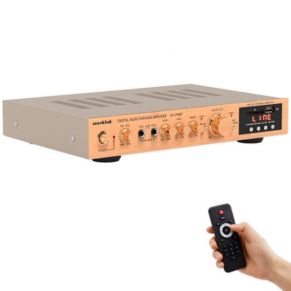 VIPQV 2000W Bluetooth Home Audio Amplifer - 5 Channel Channel Stereo Receiver Amp, Commercial or Karaoke with Mic Talkover, Headphone Jack, 1/4'' Microphone In, USB SD AUX RCA FM Radio