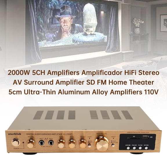 2000W 5CH Amplifiers Amplificador HiFi Stereo AV Surround Amplifier SD FM Home