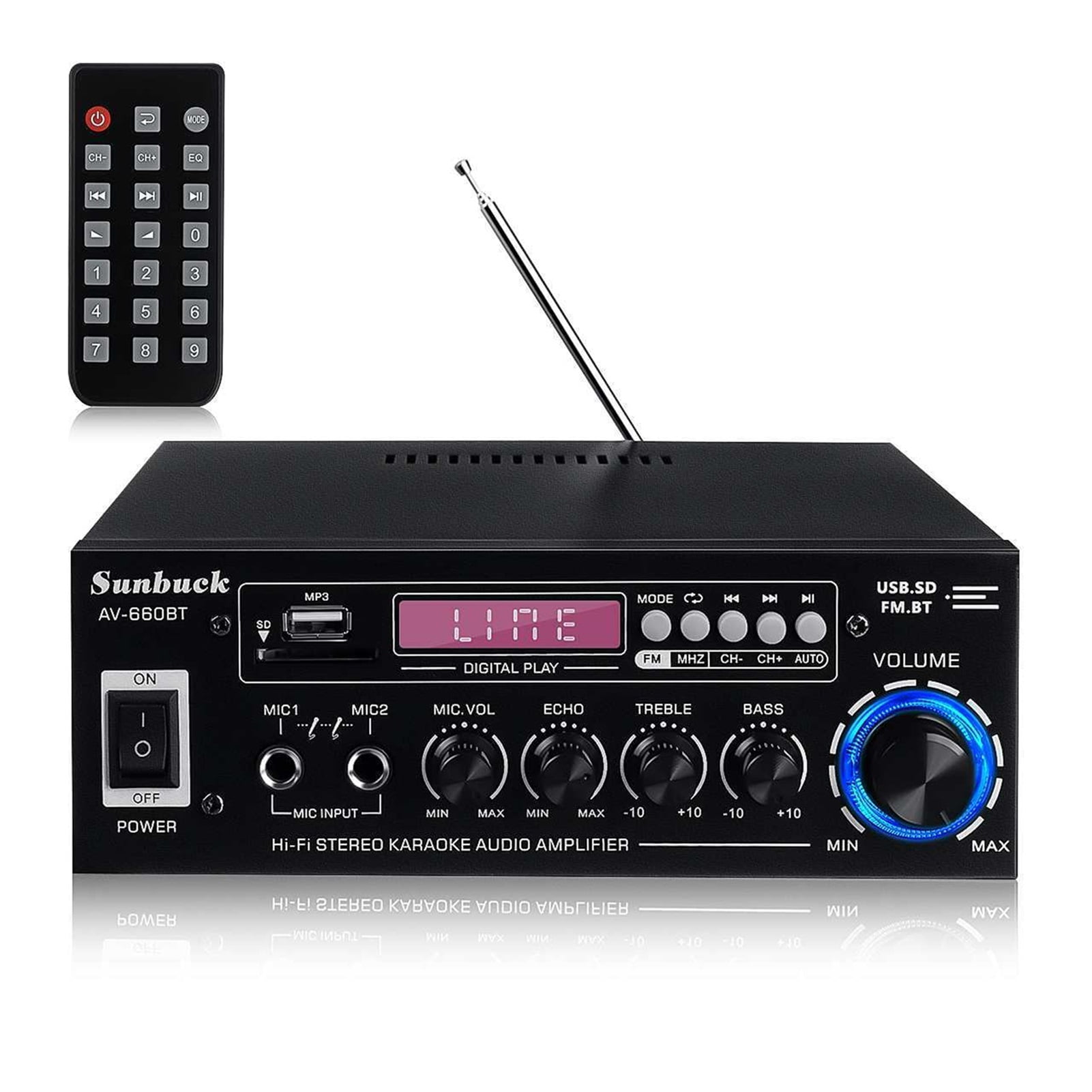 2000W Bluetooth 5.0 Car Amplifiers With FM Radio Speaker Audio