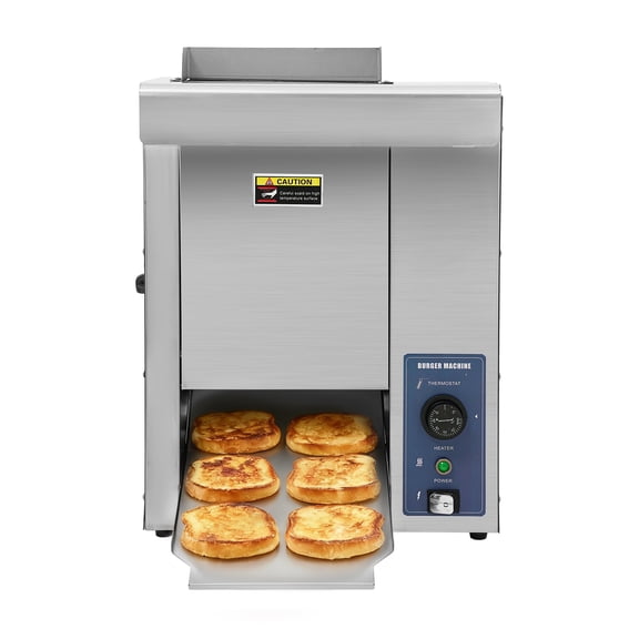 2000W Commercial Burger Toaster, Adjustable Temp Stainless Steel Burger Toaster with 6 Adjustable Settings for Home Kitchens Bakeries Restaurants