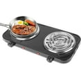 thumbnail image 1 of 2000W Double Burner, Electric Hot Plate for Cooking Portable Cooking Stove, Countertop Burner Cooktop for Kitchen, Dorm, Temperature Control, Easy to Clean, Black, 1 of 8