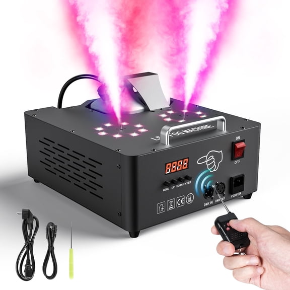 Smoke Machine Fog Machine 2000W Double-tube Adjustable DMX512 RGB 3-in-1 Led Stage Smoke Machines for Party/ Wedding/ Stage
