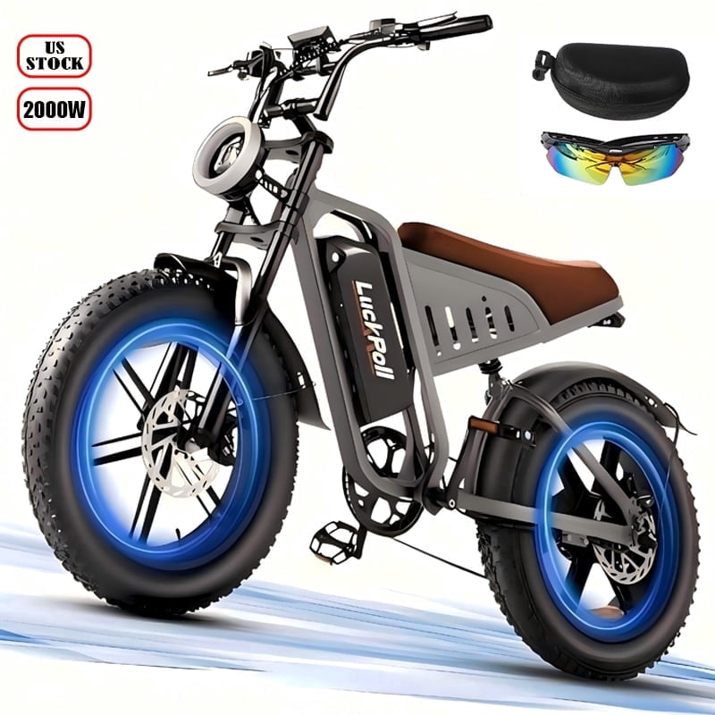 2000W Electric Bike Moped for Adults,40MPH Top Speed 48V 25Ah E-Bike, 80-60 Miles 20" Fat Tire Electric Dirt Bike with NFC and Password Unlock UL2849