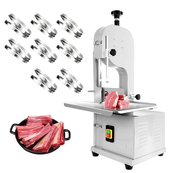 2000W Electric Bone Saw Machine, Stainless Steel Meat Bandsaw with 19.3"x15.3" Workbench, Commercial Frozen Meat Cutter with 8 Blades, 0.04"-8" Thickness, Meat Cutting Machine for Meat Processing