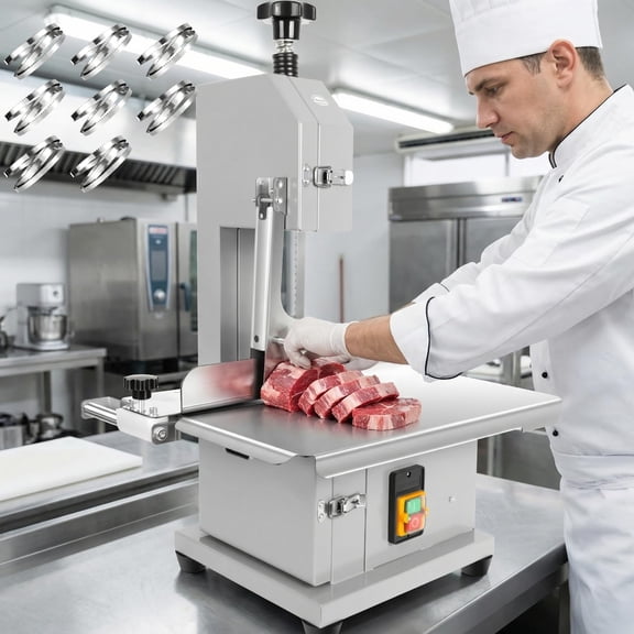 2000W Electric Bone Saw Machine, Commercial Bandsaw Machine, 19x14" Stainless Steel Worktable, Cuts 0.04-8" Thickness, Frozen Meat Cutter for Rib Pork Beef Butchering