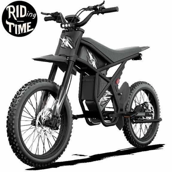 Riding'Times GT73 2400W Electric Dirt Bike for Adults, 48V 18.2AH*2 Electric Bike with Digital Screen, 25" Tires,BLACK