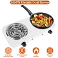 thumbnail image 1 of 2000W Electric Double Burner Cooktop, Moclever Portable Coil Heating Hot Plate Stove Compact and Portable Adjustable Temperature Hot Plate, White, 1 of 11