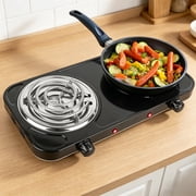 2000W Electric Double Burner Countertop with Hot Plates, Frying, Cooking, 23.6 19.7 15.7