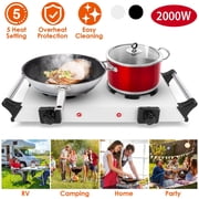 2000W Electric Dual Burner Portable Coil Heating Hot Plate Stove Countertop RV Hotplate with 5 Temperature Adjustments Portable Handles