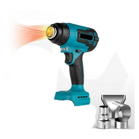 2000W Electric Heat Gun Compatible 18V Battery Cordless Handheld Hot Air Gun with 3 Nozzles Industrial Home Hair Dryer ,Variable Temperature