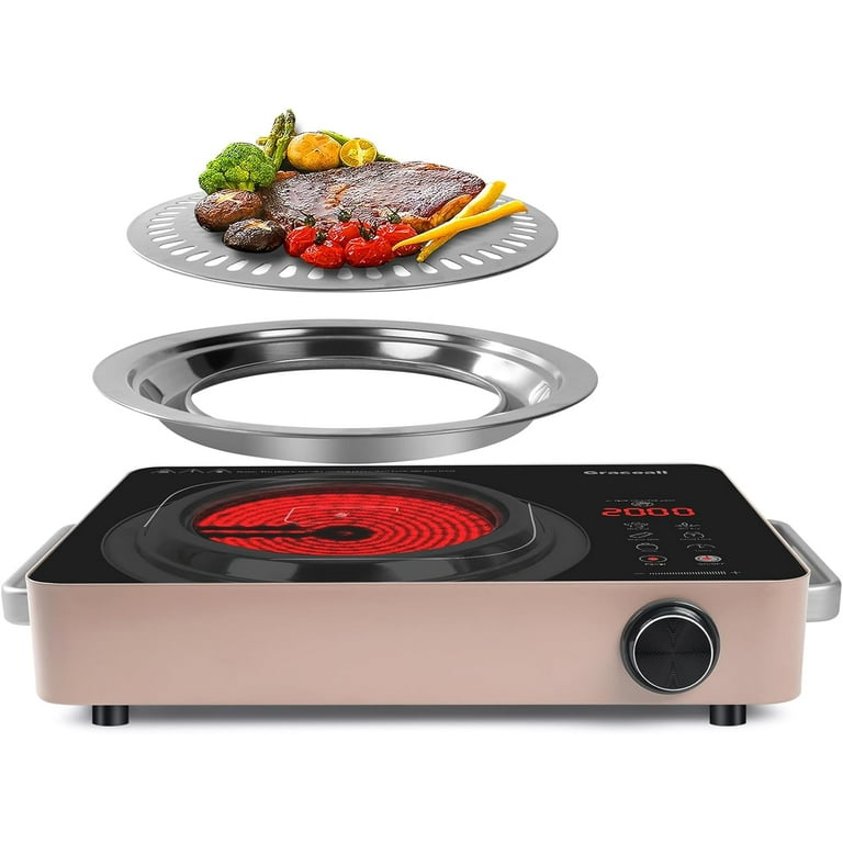 2000W Electric Hot Plate Single Burner Portable Stove Top Burner 110V Kitchen Stove Countertop Burner for Cooking Outdoor Indoor Korean BBQ Plate