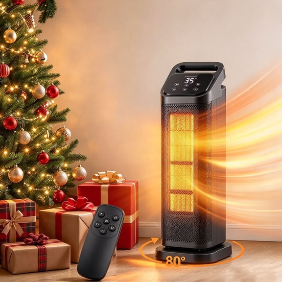 1500W Electric Radiator Heater with Remote Controls, Safe Heating, Space Heaters for Indoor Use,Black