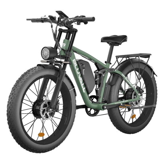 2000W Fat Tire Ebike 52V 22.4AH Battery Dual Motor 26" Full Suspension Electric Bicycles 35MPH AWD Mountain E Bike Hydraulic Brakes UL 2849