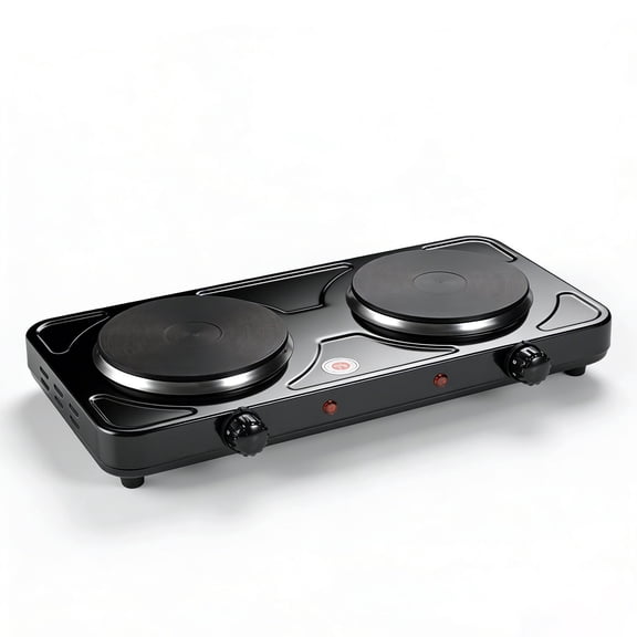 Hot Plate, Electric Stove for Cooking, 2000W Countertop Double Burner with Adjustable Temperature and Handles,Cooktop for RV/Home/Camp, Easy to Clean,Compatible for All Cookwares