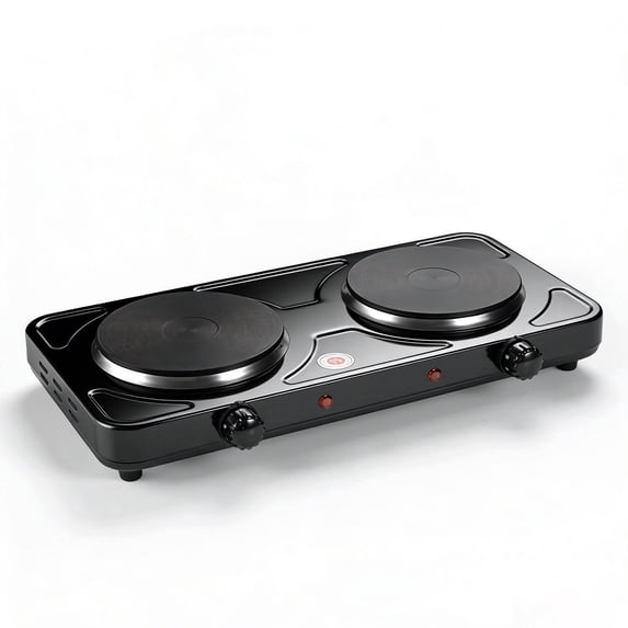 Hot Plate, Electric Stove for Cooking, 2000W Countertop Double Burner with Adjustable Temperature and Handles,Cooktop for RV/Home/Camp, Easy to Clean,Compatible for All Cookwares