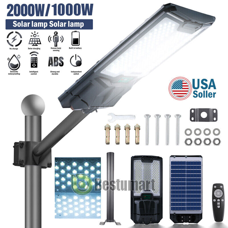 2000W Lamparas Led Solar De Exterior Luces Solare Para Street Solar Light & Pole
